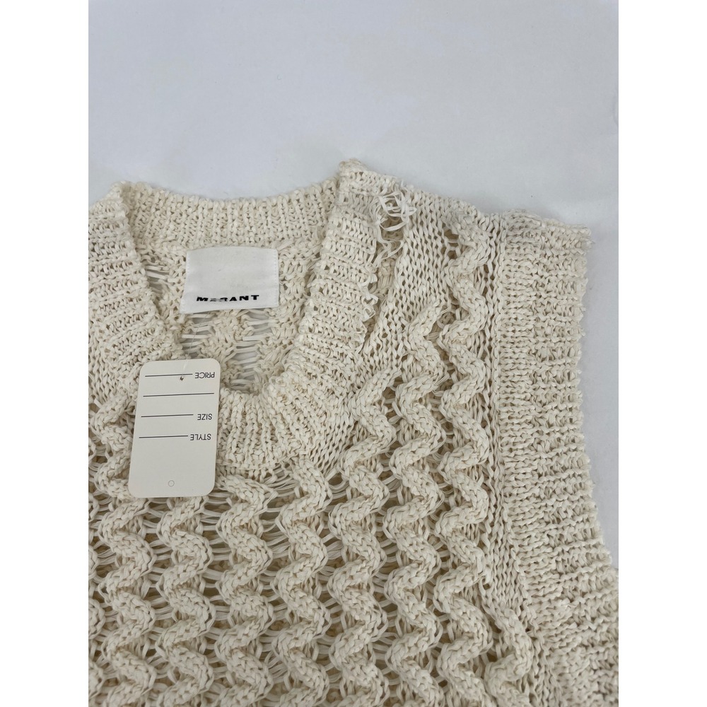 Isabel Marant Women Sweater Vest Fynn Cream Cotton Blend Medium - Picture 6 of 6